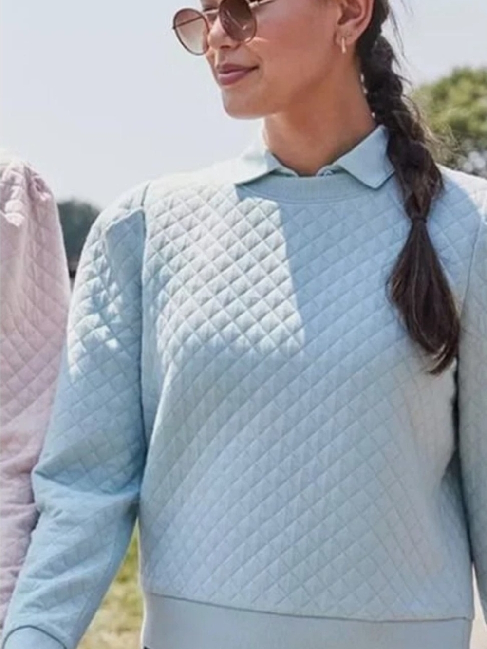 Walter Hagen Light Blue Quilted Crewneck Sweatshirt